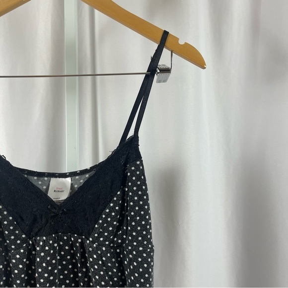 Isaac Mizrahi Large Polka Dot Lace V Nack Flowy Tank Top Y2K Lounge - Picture 7 of 7